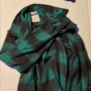 Green and Black Plaid Shirt